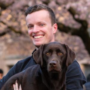 A man with a dog