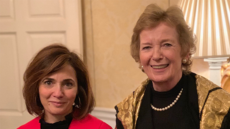 Prof. Lipson with Dr. Mary Robinson, chancellor of the University of Dublin.