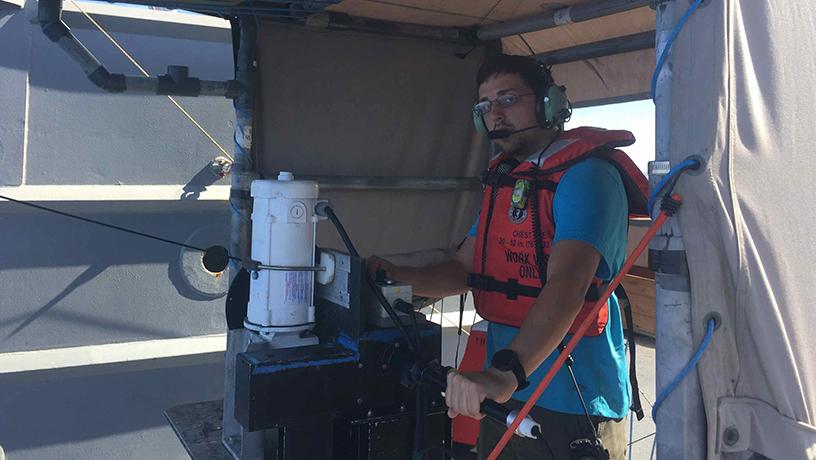 Zane Martin operating a winch