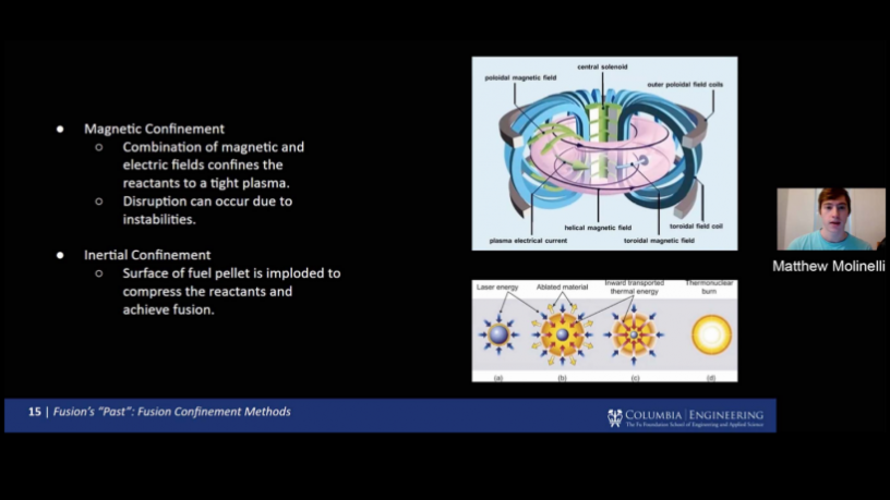 Matthew Molinelli introducing fusion energy as part of the Nuclear Energy Study Team (Samuel Morgan, Patrick Park, Anshul Singhvi, Freddie Zhu)