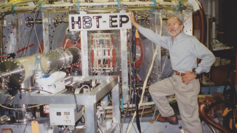 Photo of Maurice "Moe" Cea - he is standing next to the HBT-EP experient in the Plasma Physics lab