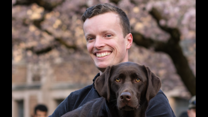 an image of a man with a dog