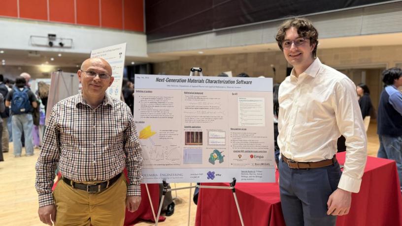 students standing in front of a poster
