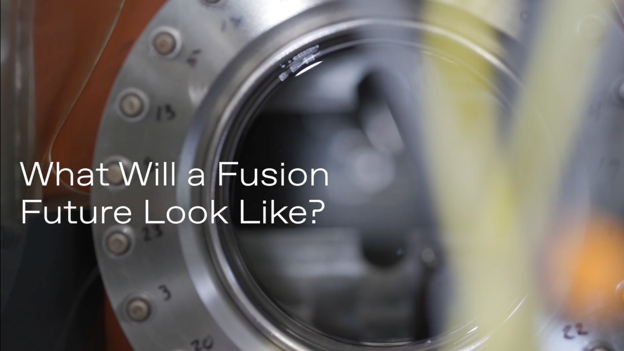 An image of a machine with the text "What will fusion future look like"