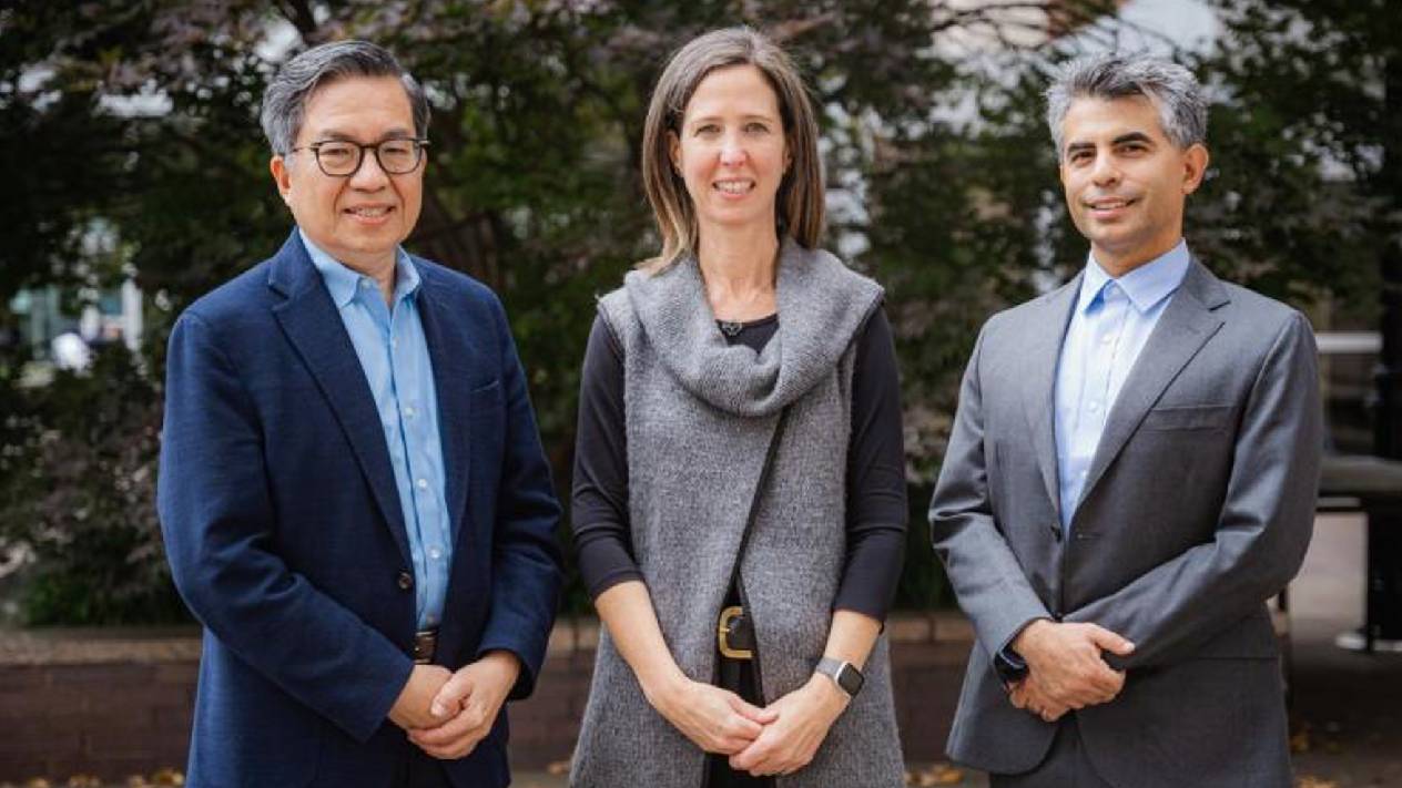 Dean Shih-Fu Chang, Dean Alexis Abramson, and Prof. Carlos Paz-Soldan
